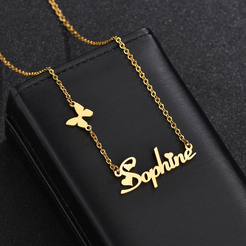 Fashion  Butterfly Custom Name Necklace