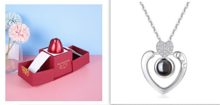 Valentine’s Day Rose Necklace – Jewelry Gift Box for Her