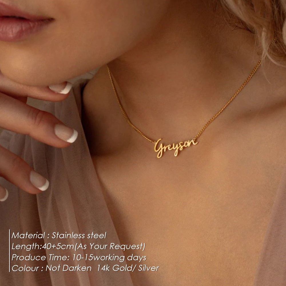 Minimal Gold-Plated Name Necklace – Delicate Collarbone Chain