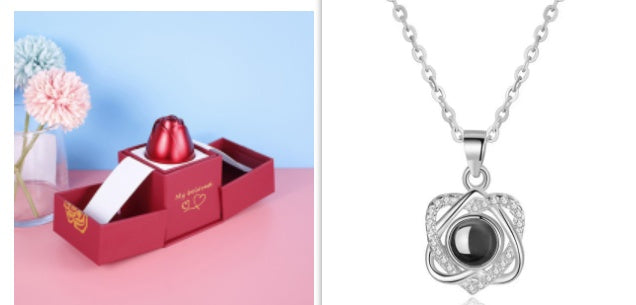 Valentine’s Day Rose Necklace – Jewelry Gift Box for Her