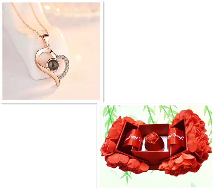 Valentine’s Day Rose Necklace – Jewelry Gift Box for Her
