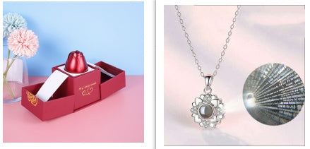 Valentine’s Day Rose Necklace – Jewelry Gift Box for Her