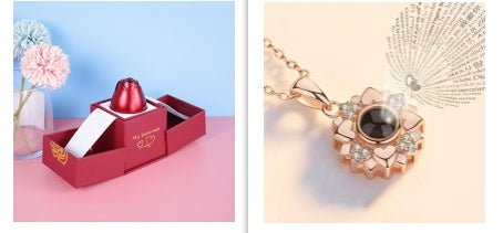 Valentine’s Day Rose Necklace – Jewelry Gift Box for Her