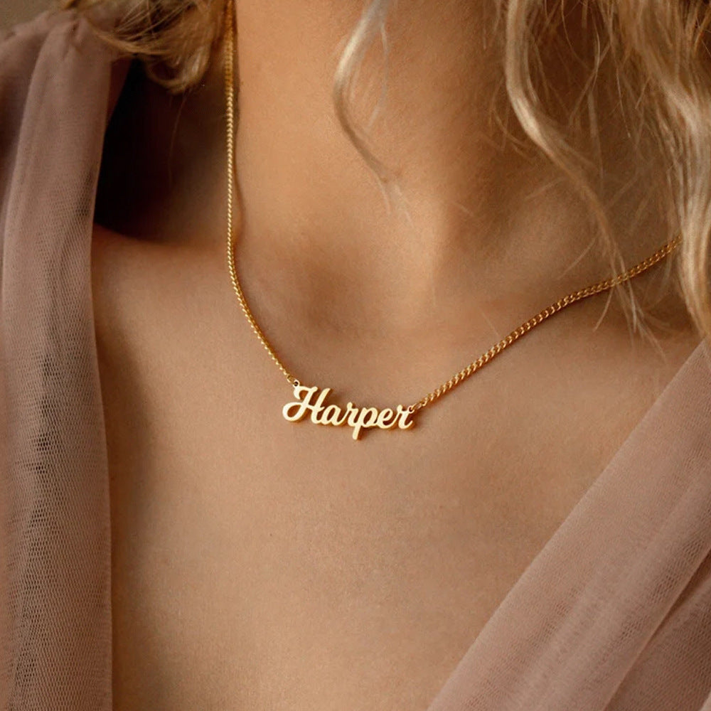 Minimal Gold-Plated Name Necklace – Delicate Collarbone Chain