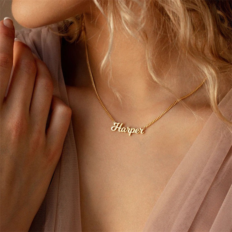 Minimal Gold-Plated Name Necklace – Delicate Collarbone Chain