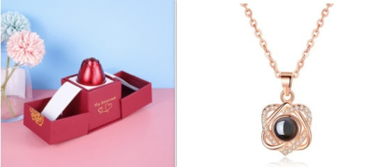 Valentine’s Day Rose Necklace – Jewelry Gift Box for Her