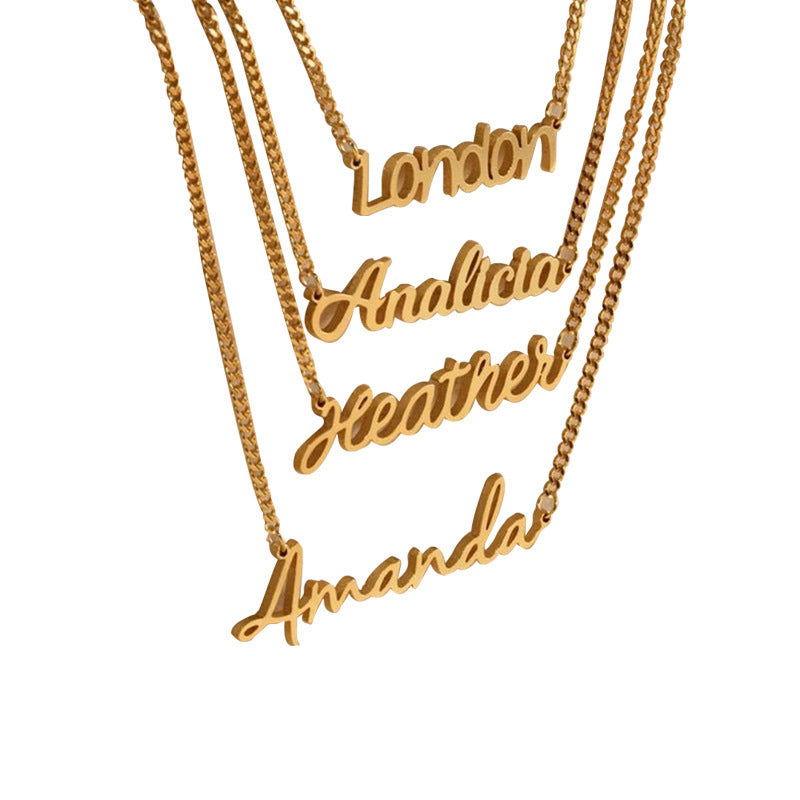 Minimal Gold-Plated Name Necklace – Delicate Collarbone Chain